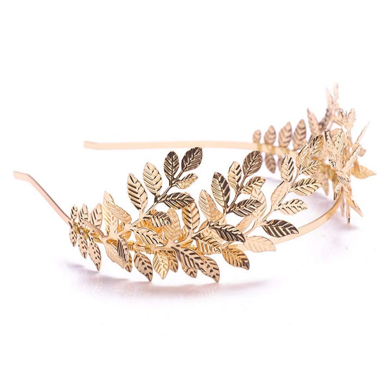Chargances Bridal Gold Leaf Crown Headband Bridal Tiara Gold Leaf headpiece for Wedding Prom Festival Bridesmaid Hair Accessoriecs(Gold) - Image 4